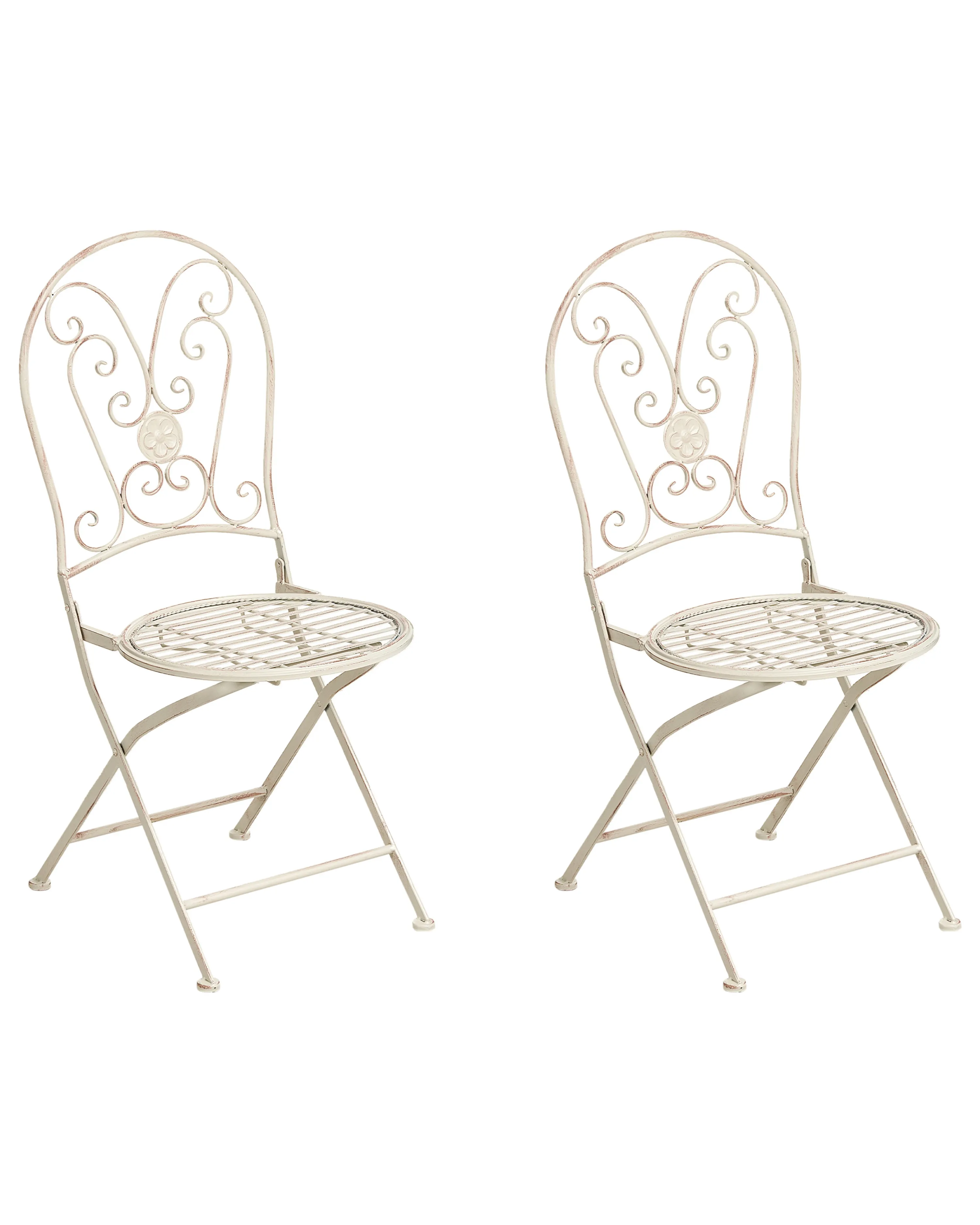 Set van 2 tuinstoelen COGGIA inklapbaar Metaal Lichtbeige