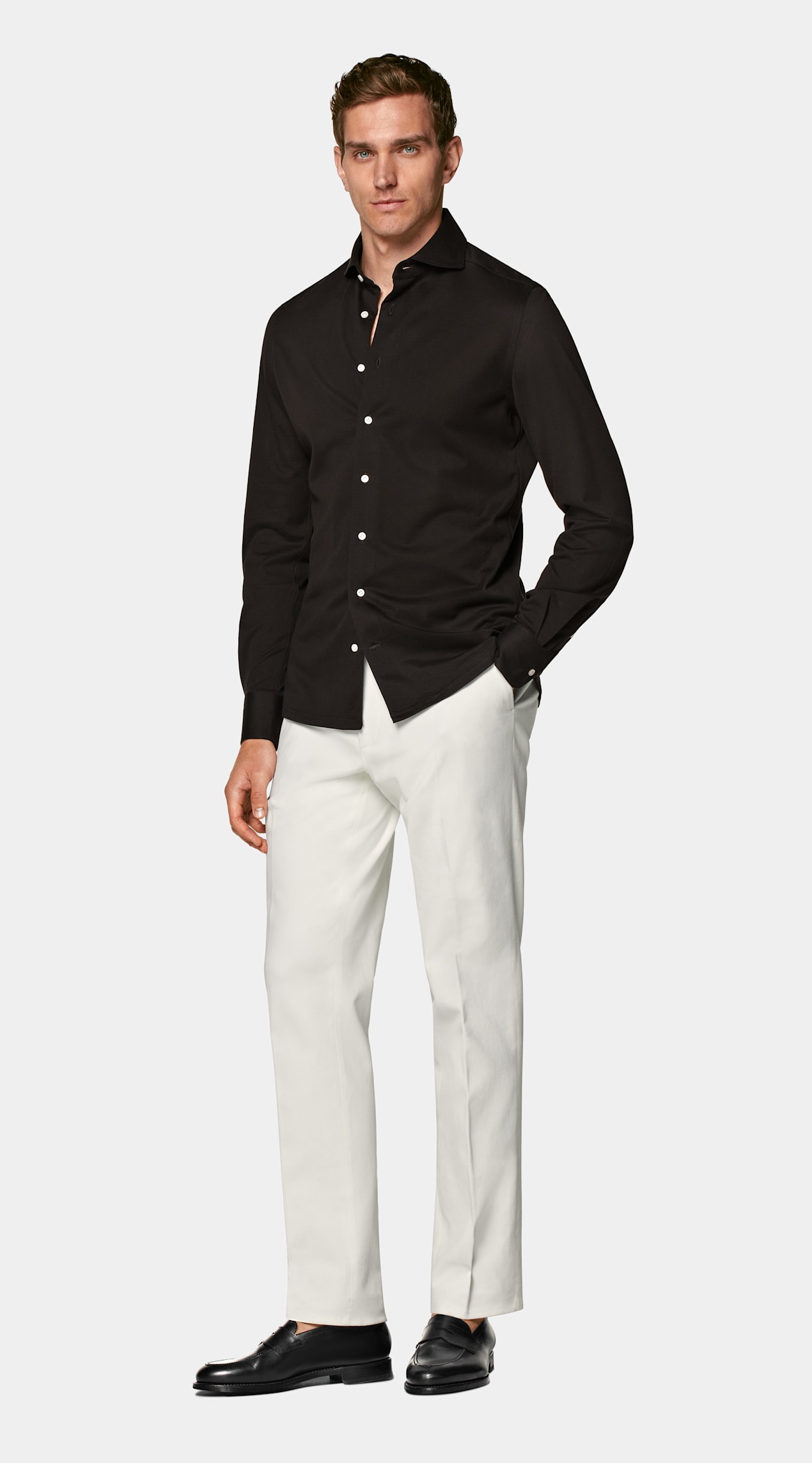 Chemise coupe très ajustée marron foncé