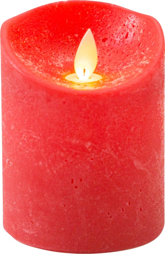 Anna's Collection LED stompkaars met timer Rustiek rood D 7,5 H 10 cm