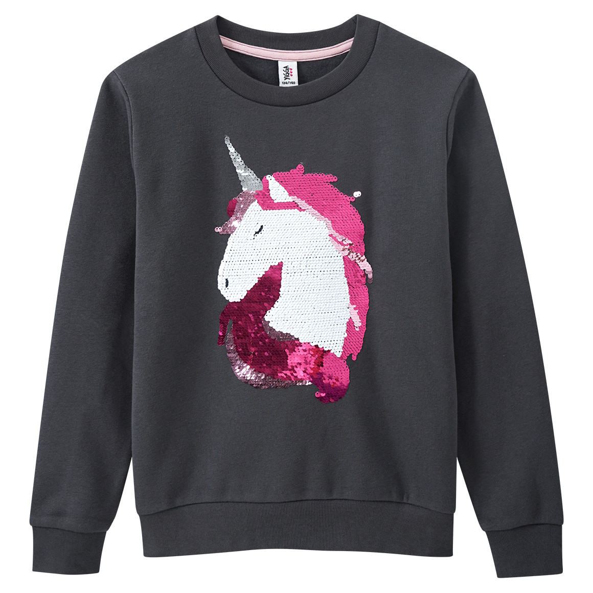 Yigga Mädchen Sweatshirt mit Wendepailletten dunkelgrau