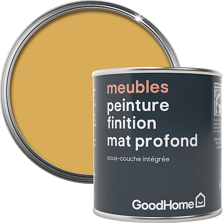 Peinture de rénovation meubles GoodHome jaune Chueca mat profond 125ml