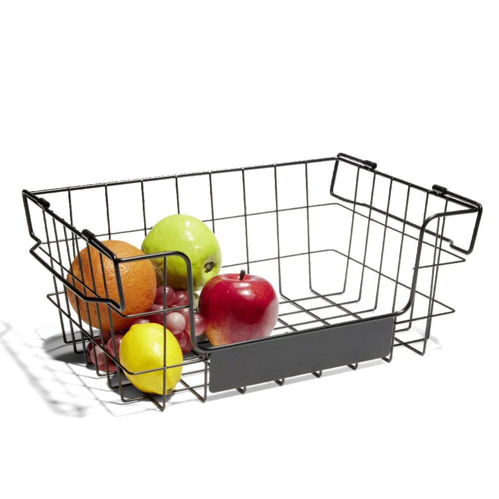 Panier superposable taille S métal noir 34,5x24x14cm
