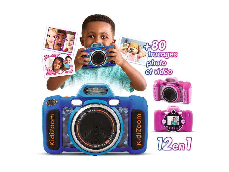 Vtech Kinderkamera Kidizoom Duo FX -FR- Blau Multifunktionale Digitalkamera mit integriertem Blitz