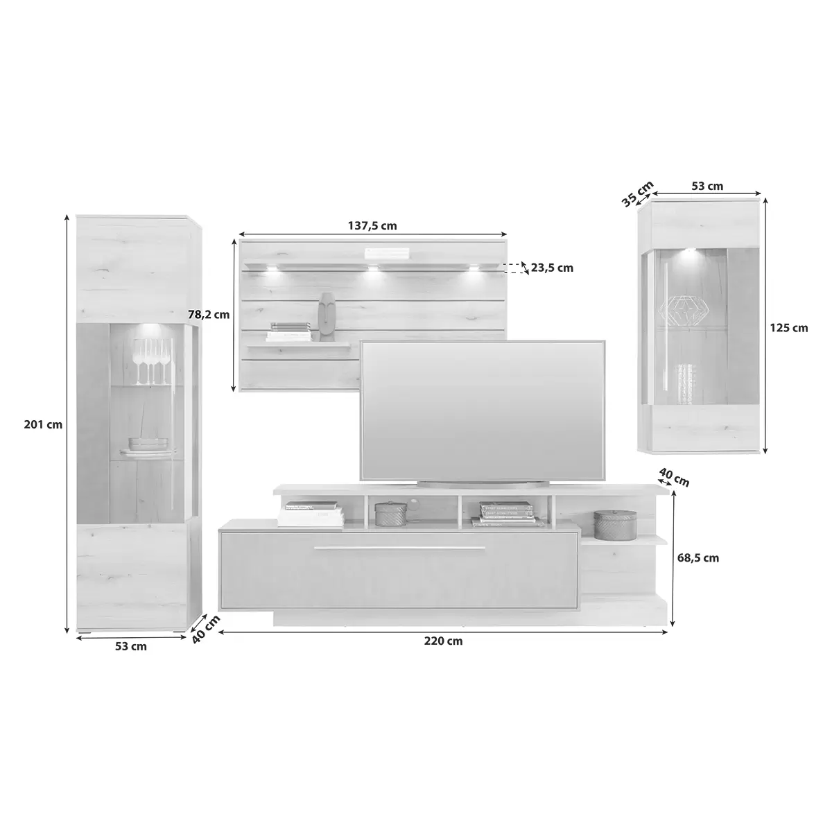 Hängevitrine Limit braun,anthrazit