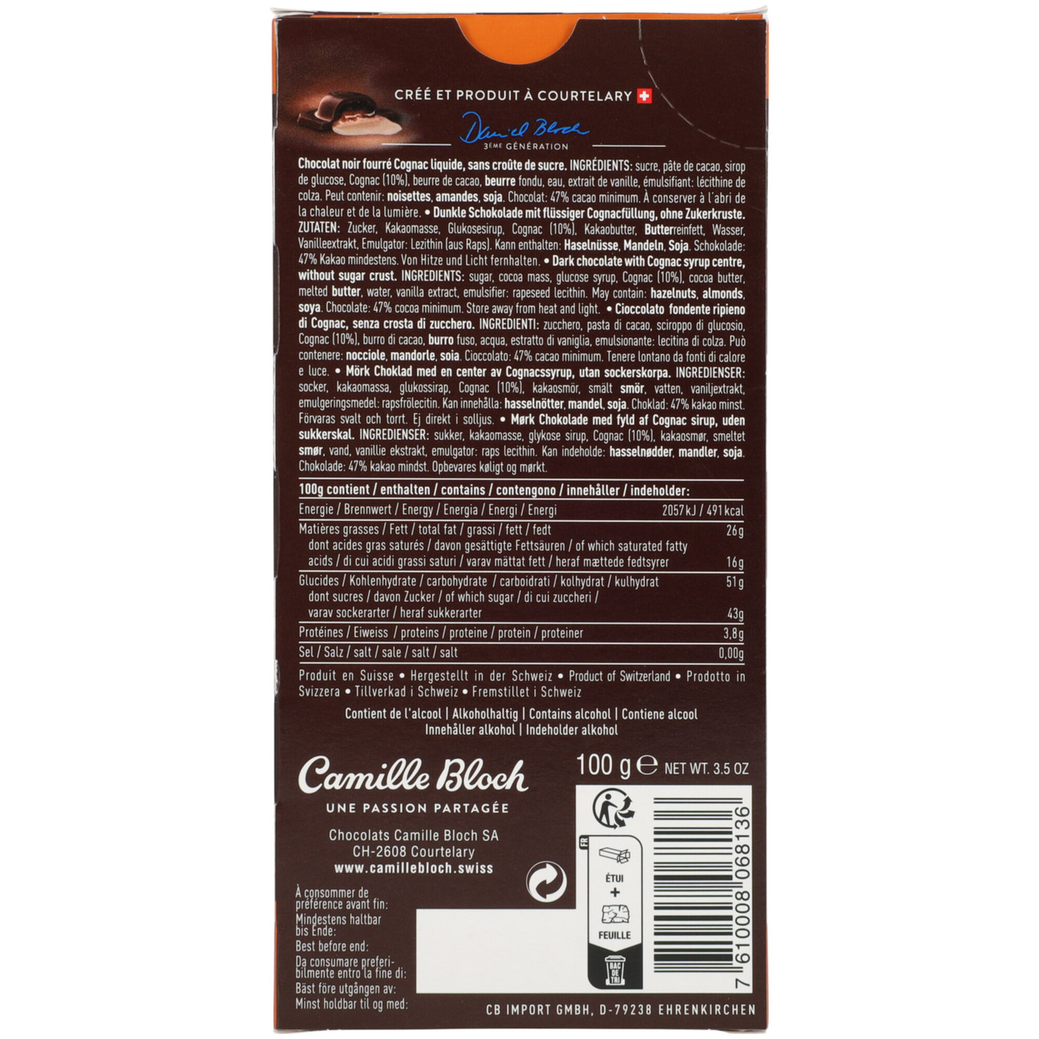 Camille Bloch Cognac noir