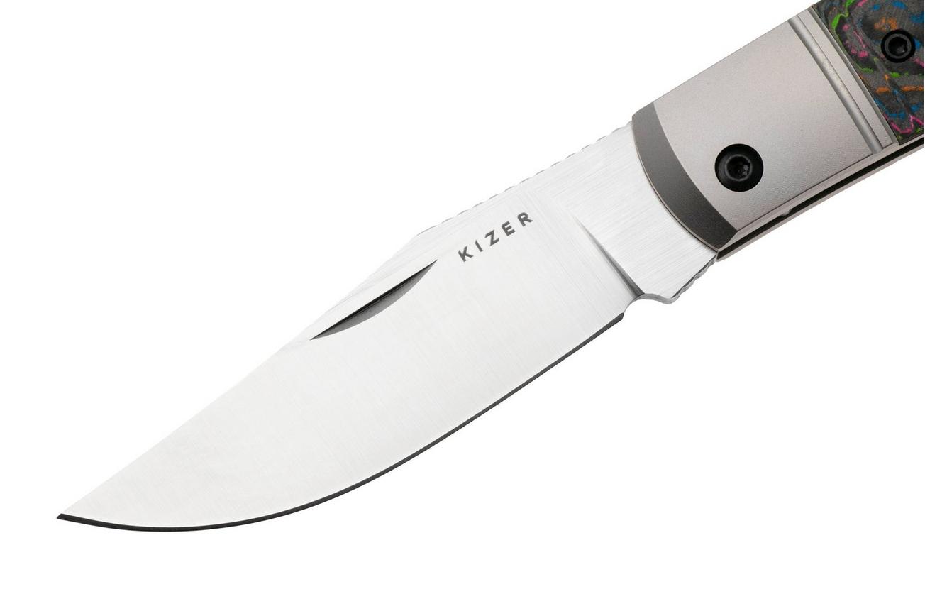 Kizer Trestle KI3761A2 Hand Brushed M390, Titanium Camo 80's Carbonfiber Inlay, zakmes, Azo design