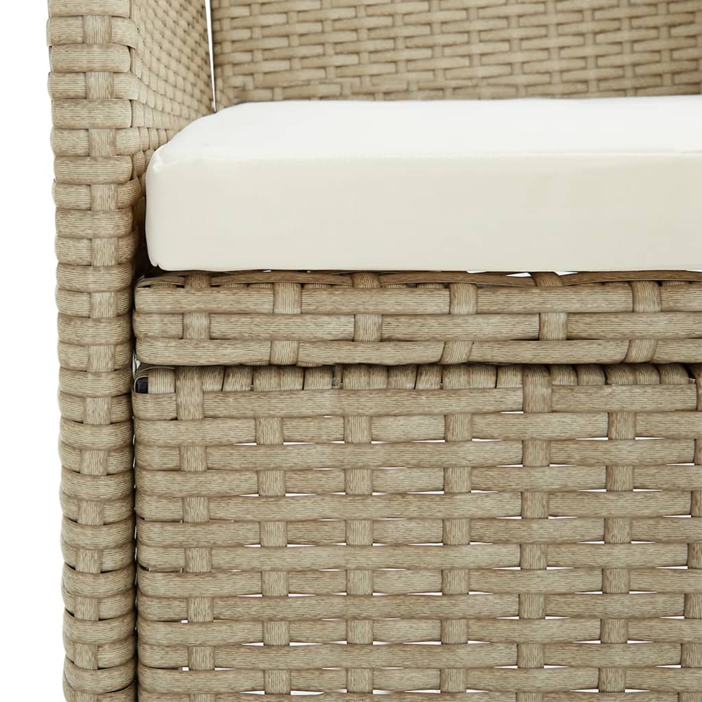 Mobilier de salle à manger de jardin coussins 7 pièces beige/noir