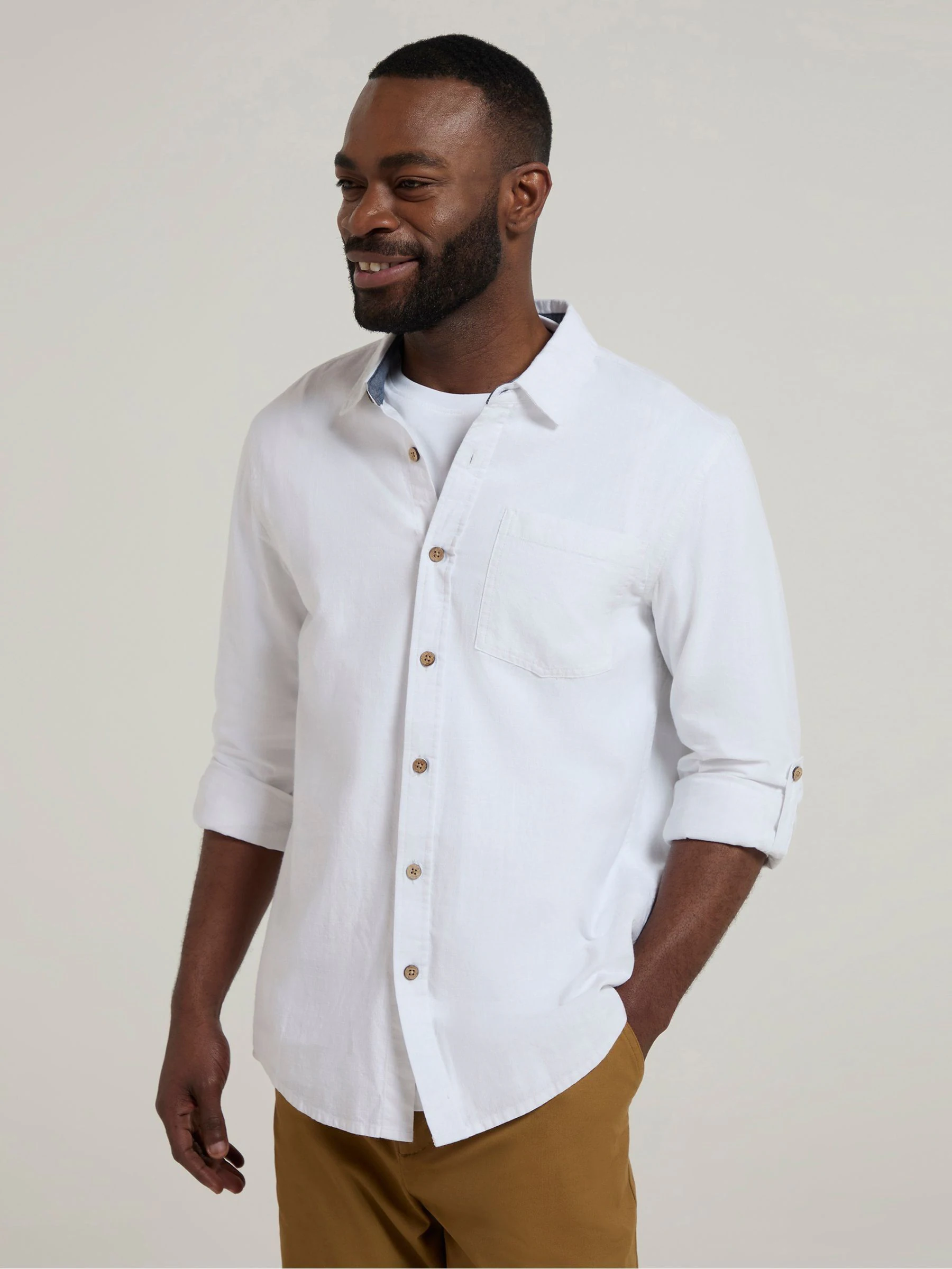 Mountain Warehouse Mens Coconut Textured Long Sleeved 100% Cotton Shirt