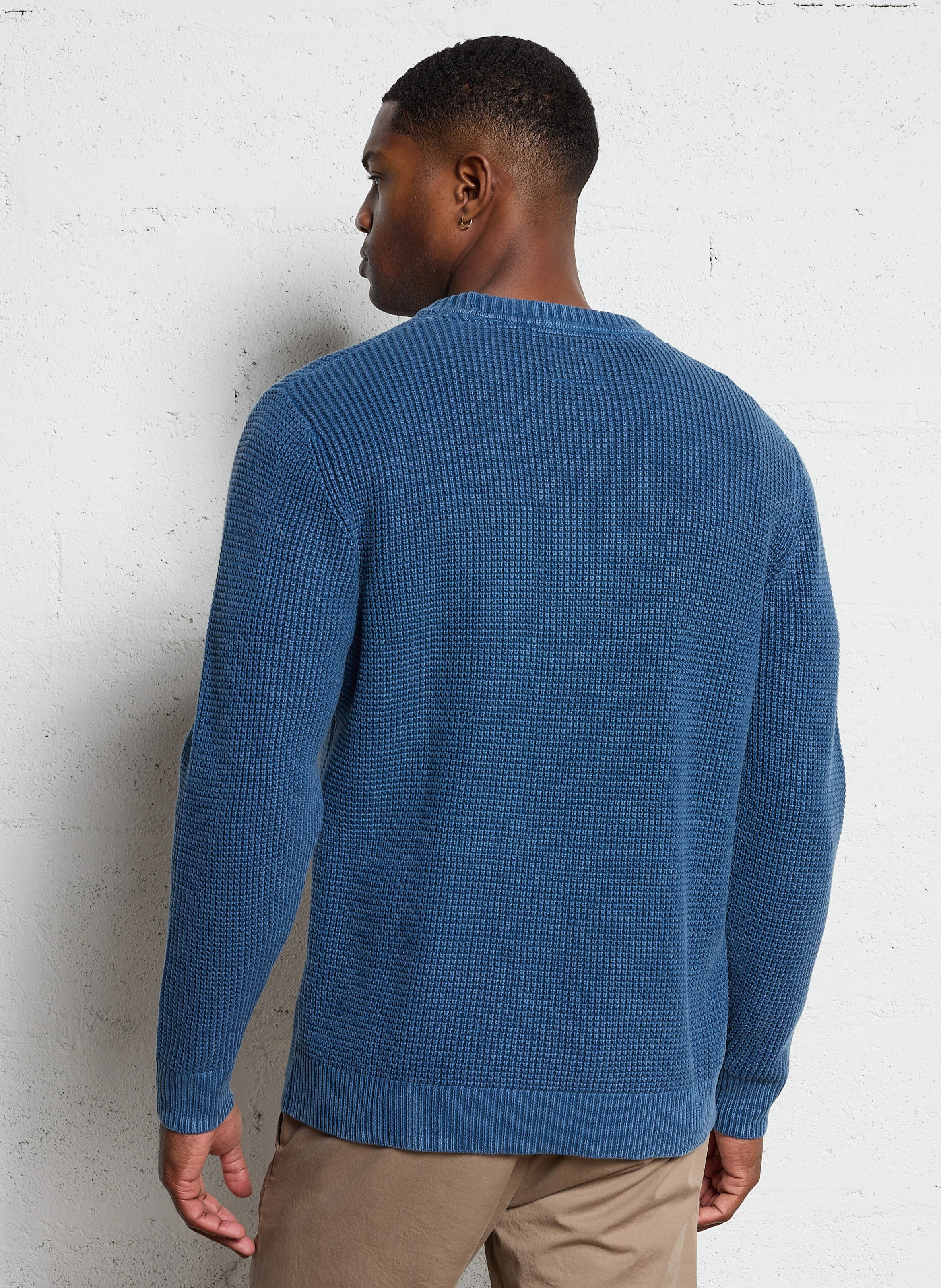 MADDOX - Pull droit col rond en coton | Bleu