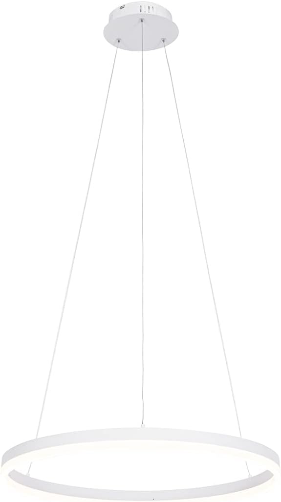 Qazqa - Modern Design-Hängelampe I Pendellampe I Pendelleuchte weiß 60 cm inkl. LED 3-stufig dimmbar - Anello Dimmer I Dimmbar I Wohnzimmer I Schlafzimmer - Aluminium Rund - I LE