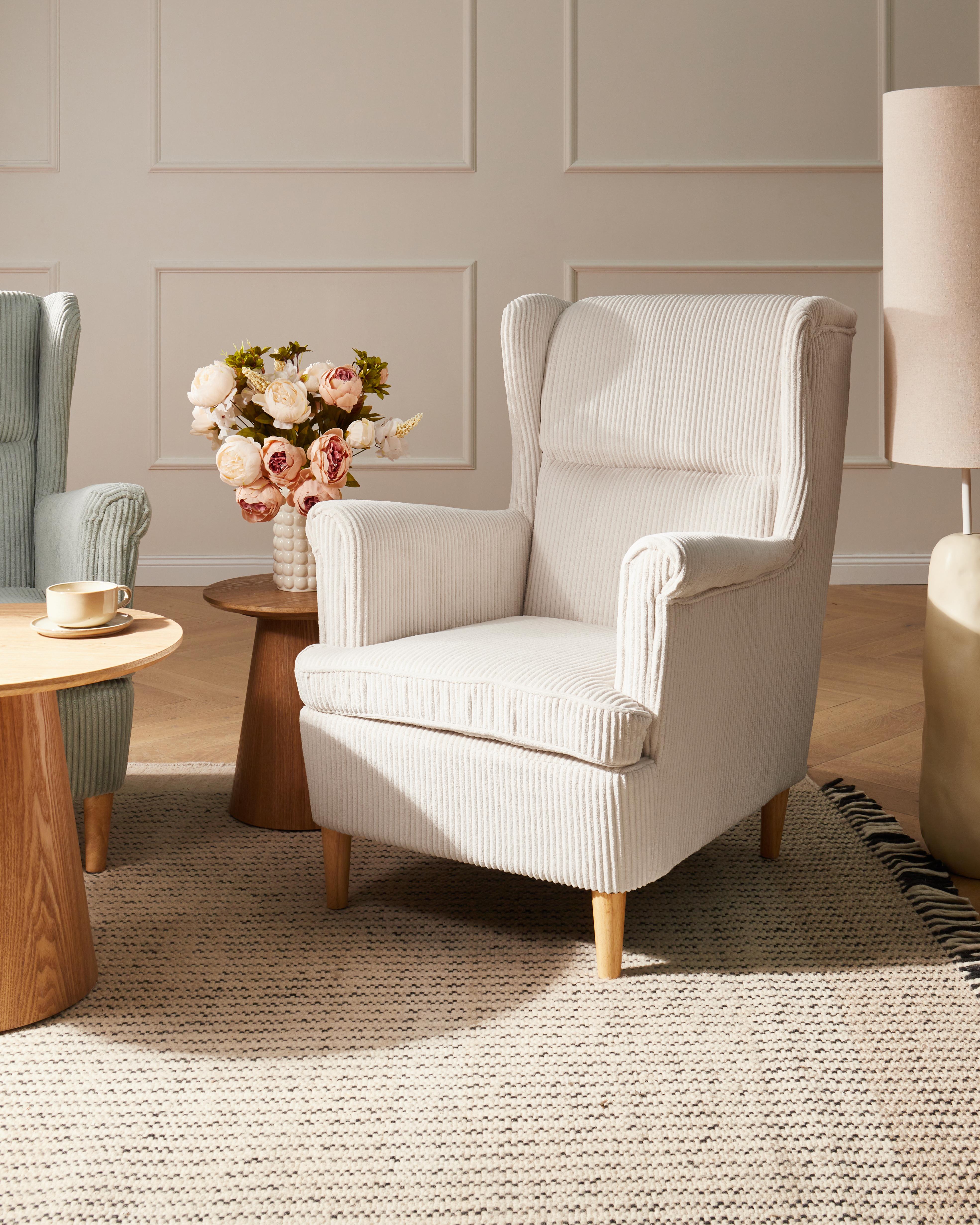 Oorfauteuil ABSON Corduroy Lichtbeige