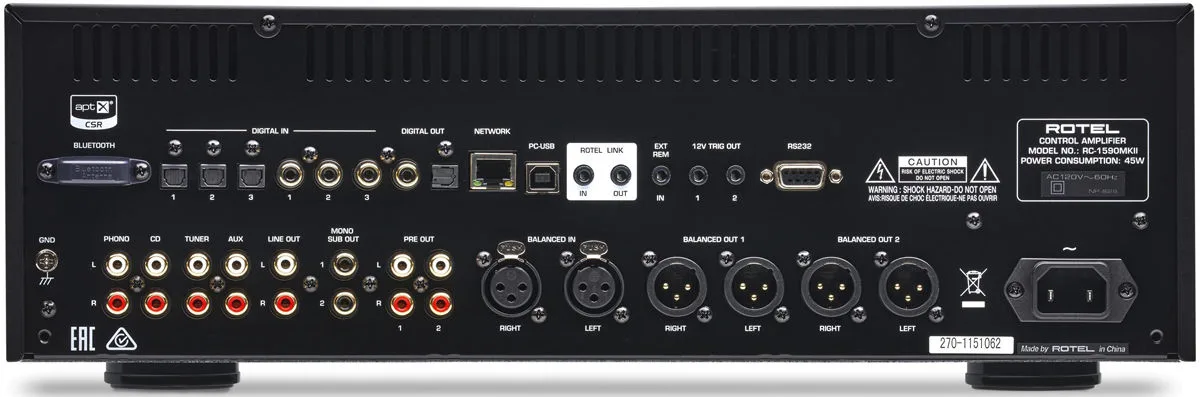 Rotel RC-1590 MKII Noir Préamplis hi-fi