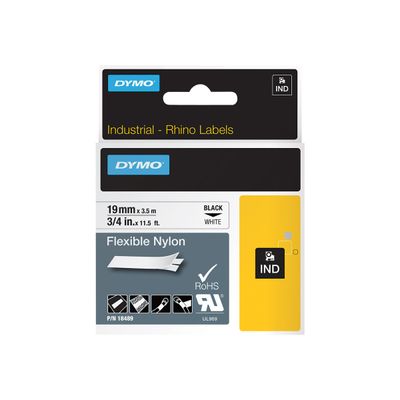 Dymo - Ruban d'étiquettes nylon flexible auto-adhésives - (19 mm x 3,5 m) - fond blanc écriture noire