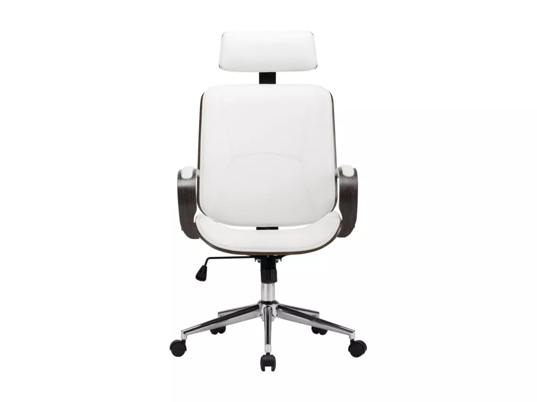 Chaise de bureau avec appuie-tête Blanc Similicuir et bois