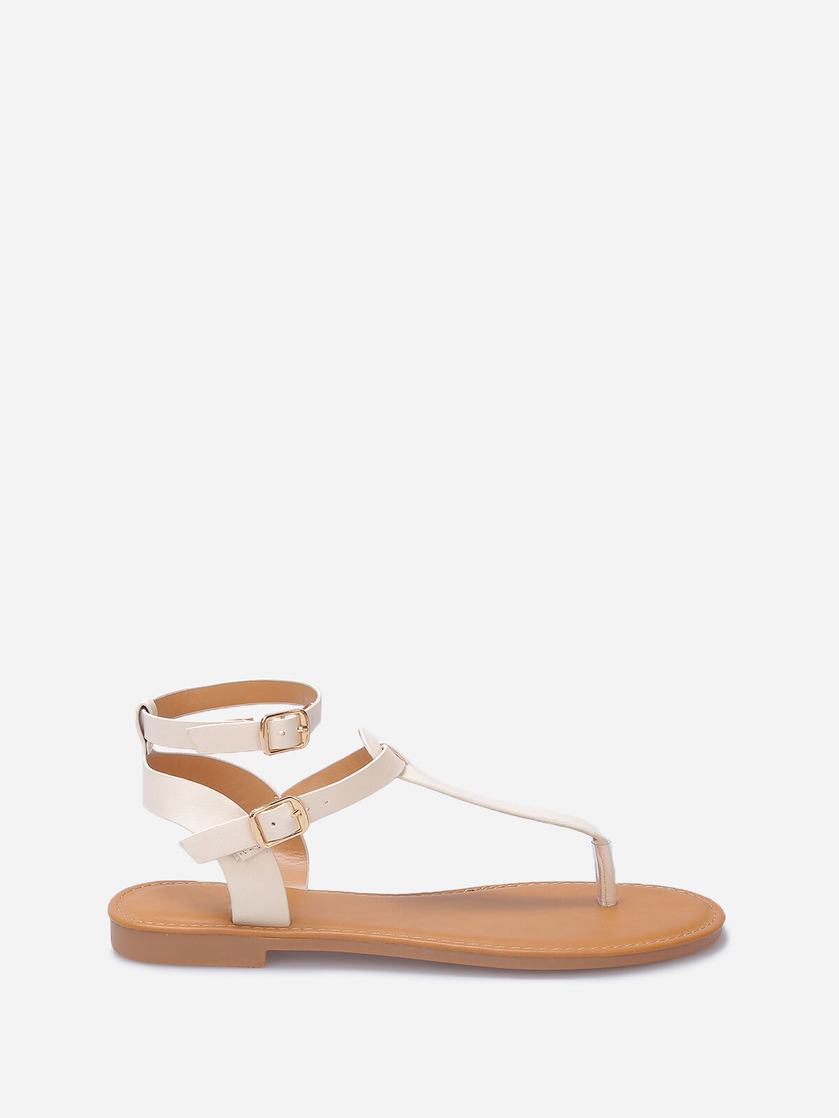 Nu-pieds à brides en simili- Beige