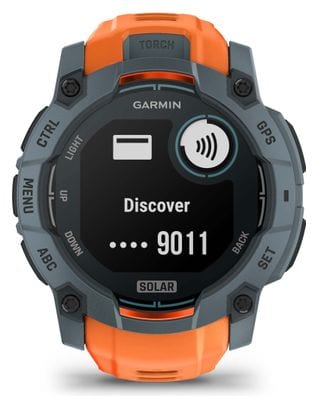 Montre GPS Garmin Instinct 3 Solar - 50 mm Bleu Twilight avec Bracelet en Silicone Orange Solstice