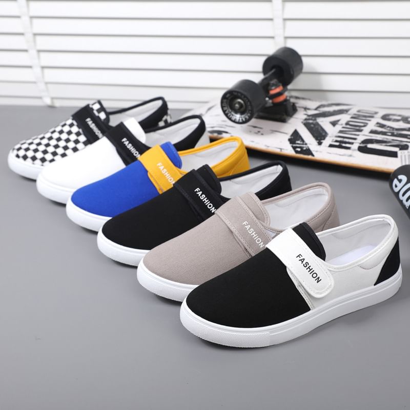 Tanzanite - Canvas sneakers met kleefband
