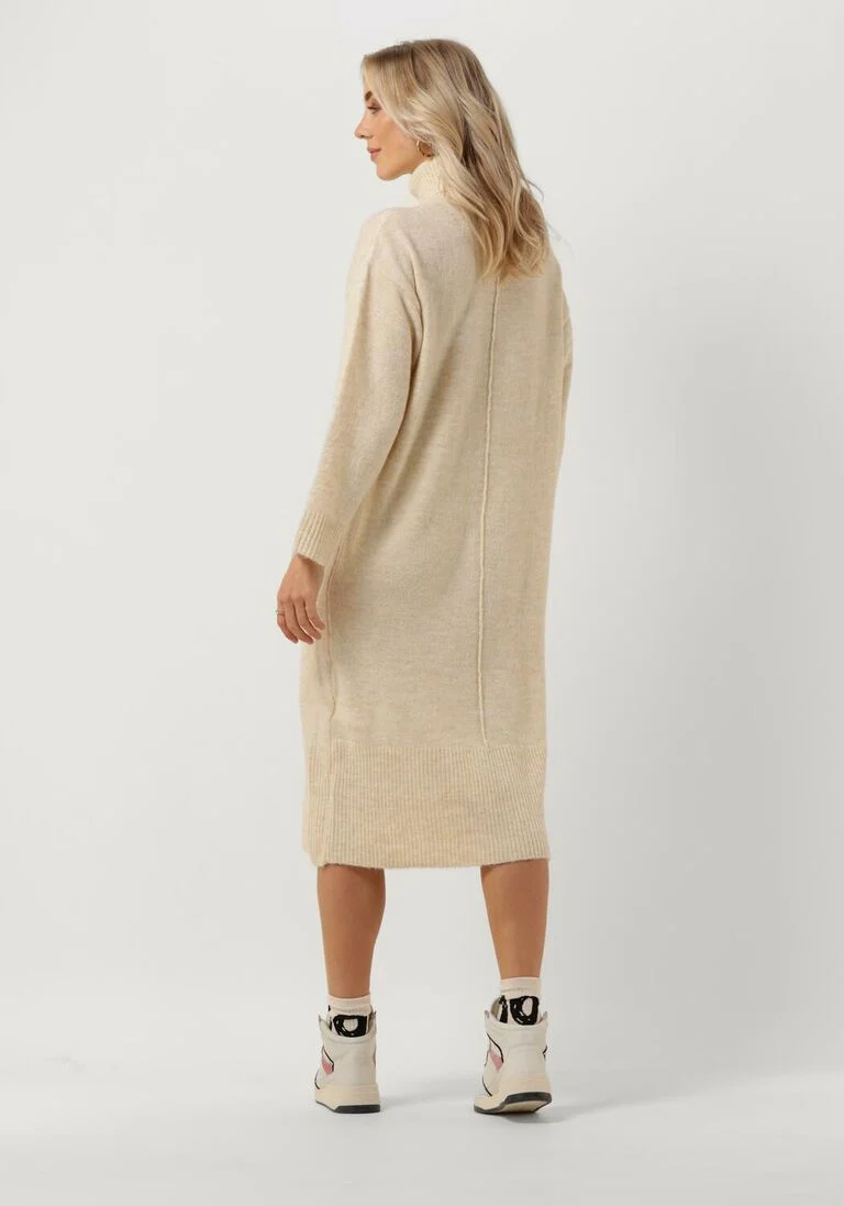 OBJECT beige object midi jurk abbie l/s knit dress