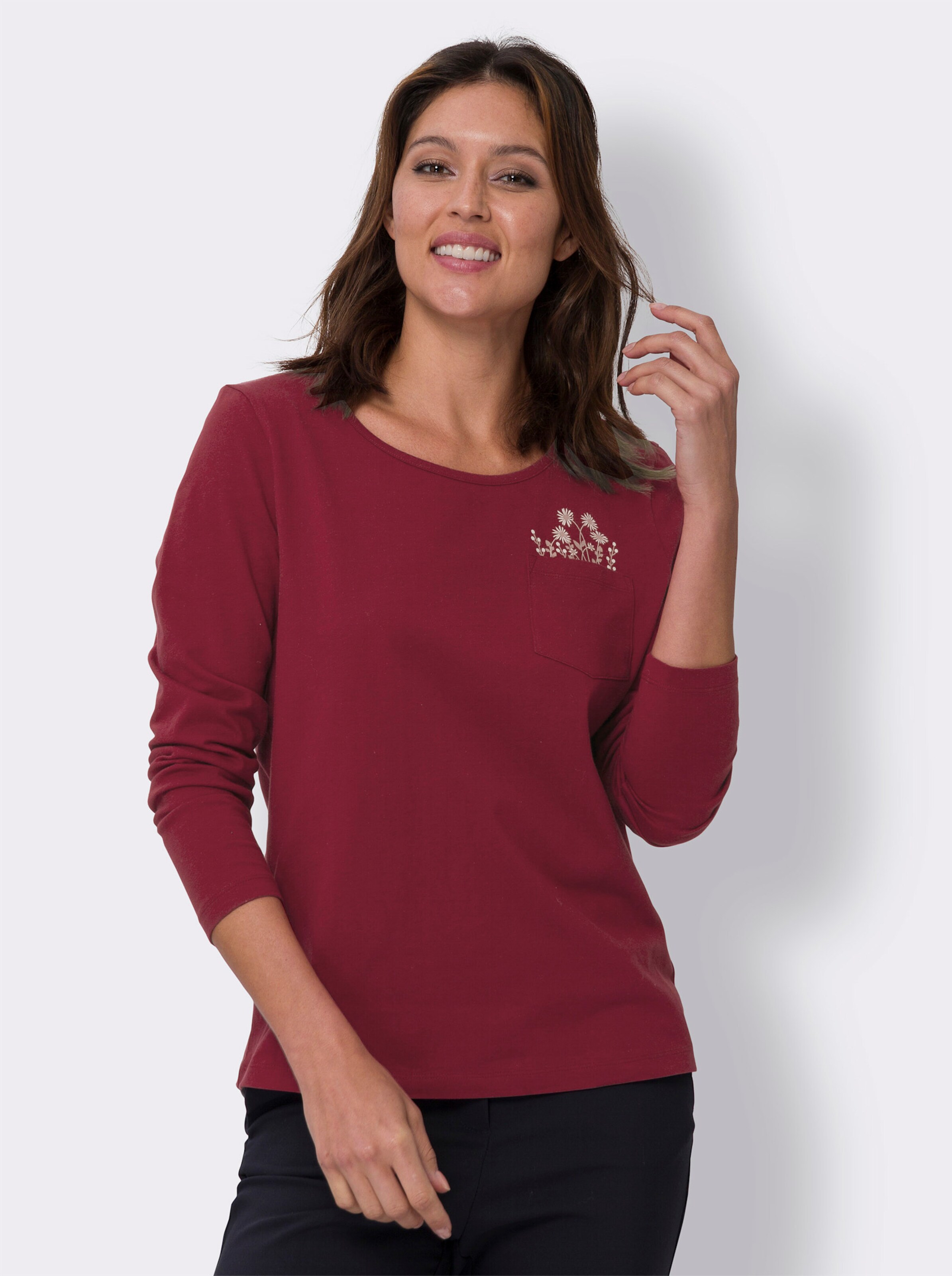 Rundhalsshirt mit Blumen-Druck