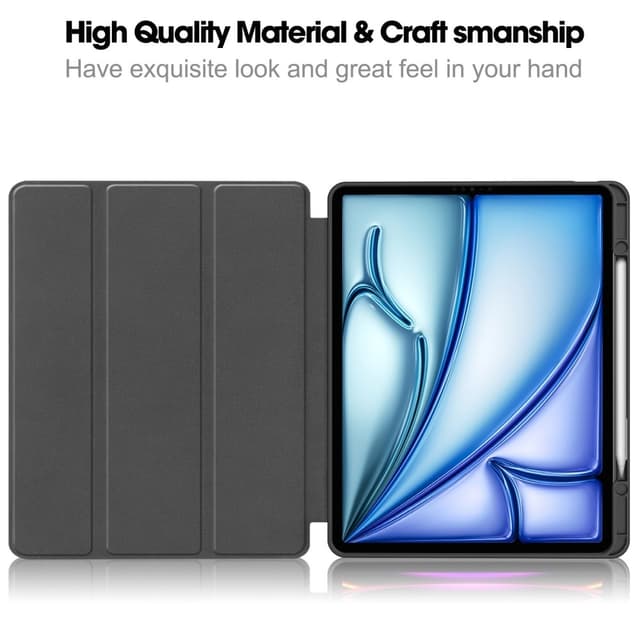 Til iPad Air 13 (2024) Etui Tre-fold Stativ Tablet Cover med Pen Holder