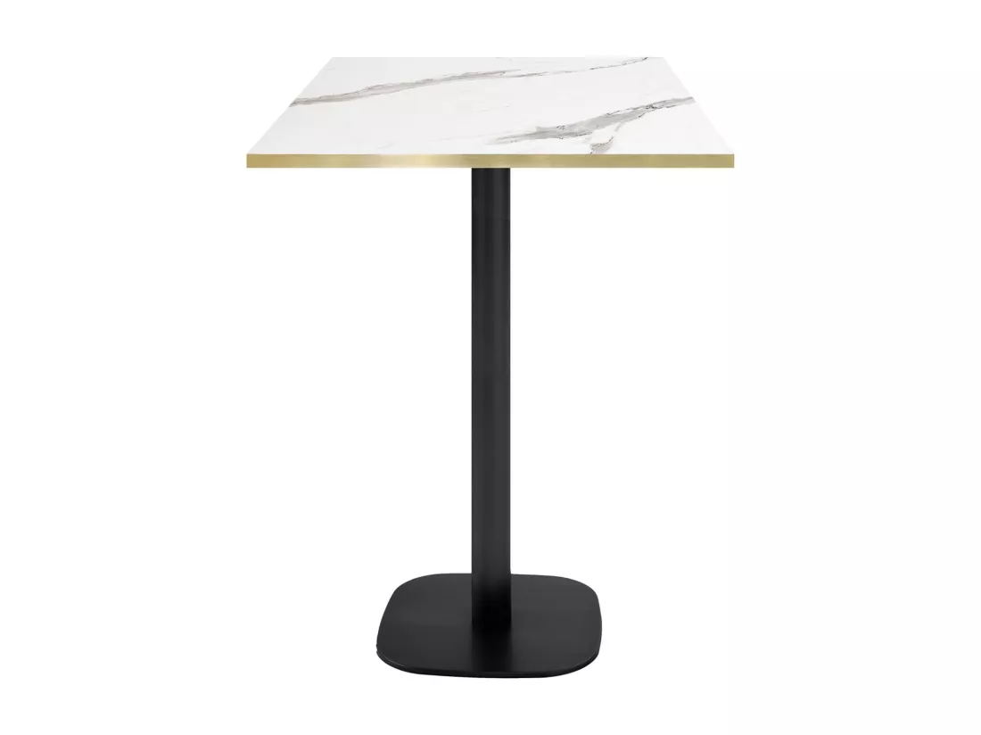Mange-debout 60 x 60 cm - modèle Round marbre blanc chants laiton