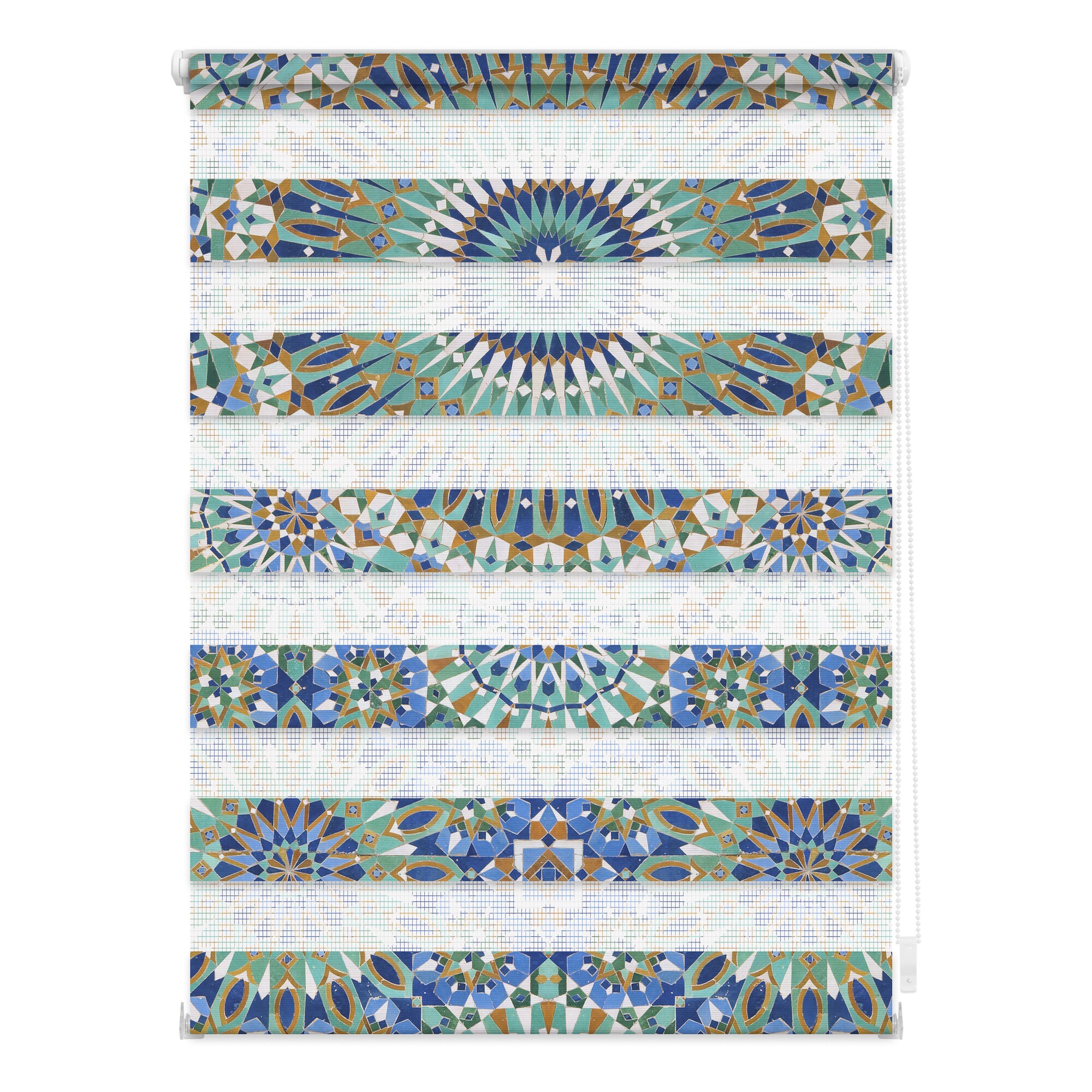 Lichtblick Duo Rollo Klemmfix, ohne Bohren, blickdicht, Orientalisches Muster - Blau Grün