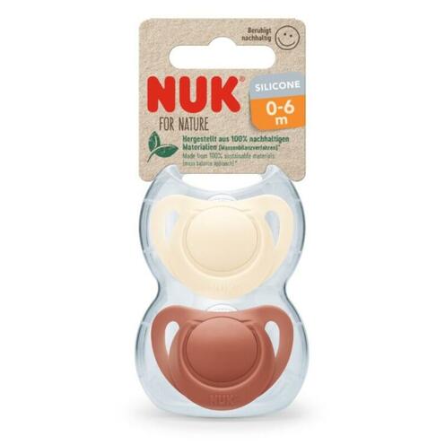 2 sucettes For Nature silicone 0-6m - Rouge - NUK