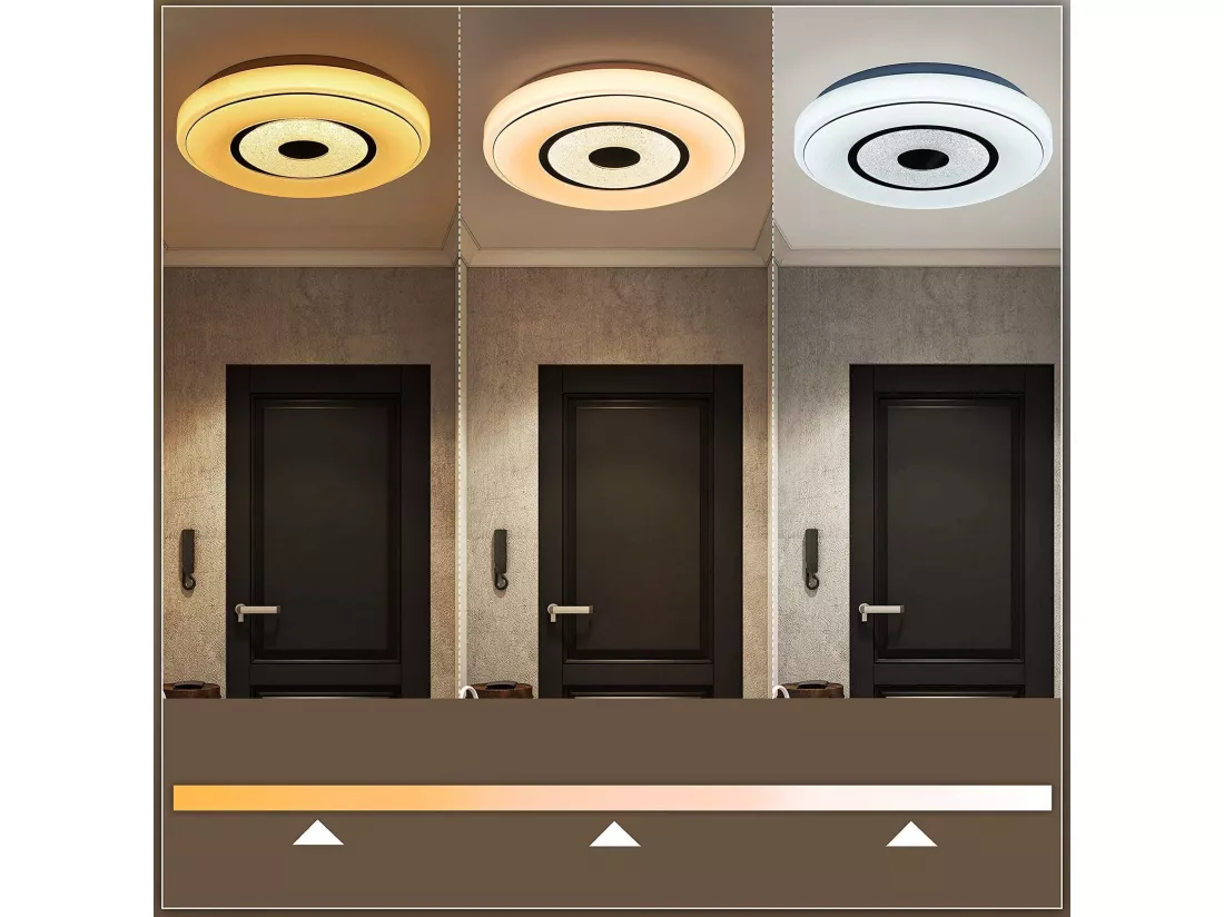 NETTLIFE Plafonnier LED 18W 30CM Dimmable avec Télécommande Lampe de Cuisine Ronde Lampe de Chambre Ciel Étoilé Salon Couloir Lampe de Bureau Plafond