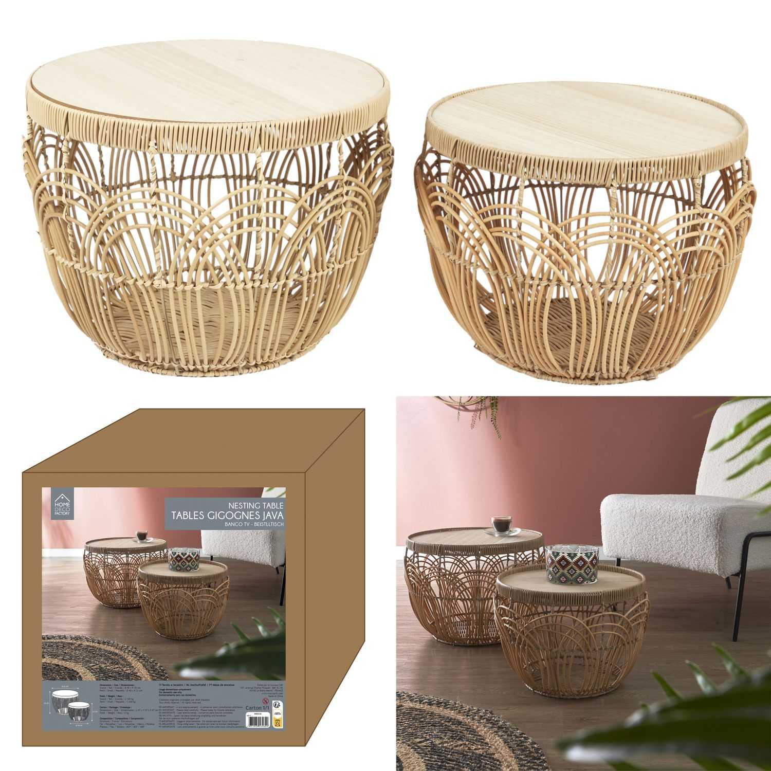 TABLE GIGOGNE JAVA D.40X31CM
