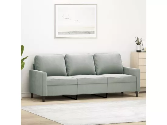 Canapé à 3 places Gris clair 180 cm Velours