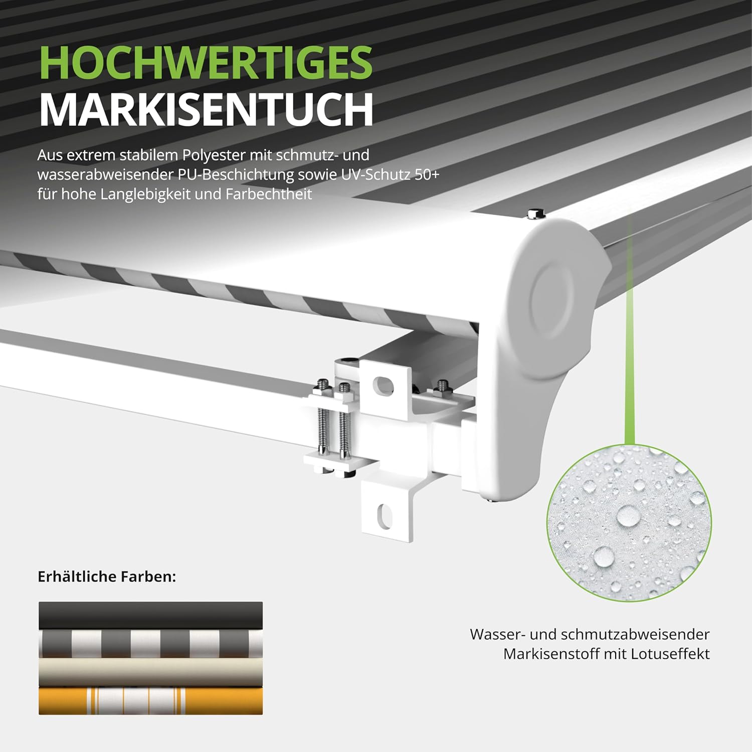 Eclipse Kassettenmarkise Halbkassette Gelenkarm Sonnenschutz Markise Sonnenmarkise Balkonmarkise elektrisch Standard 3,95x3 m Stoff 280g/m² Polyester (PE) UV-Schutz 50+, Markisentuchfarbe: Beige