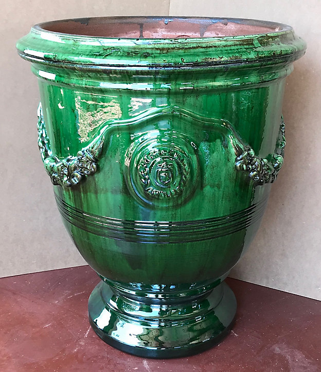 Vase en terre cuite Anduze vert H.70 cm