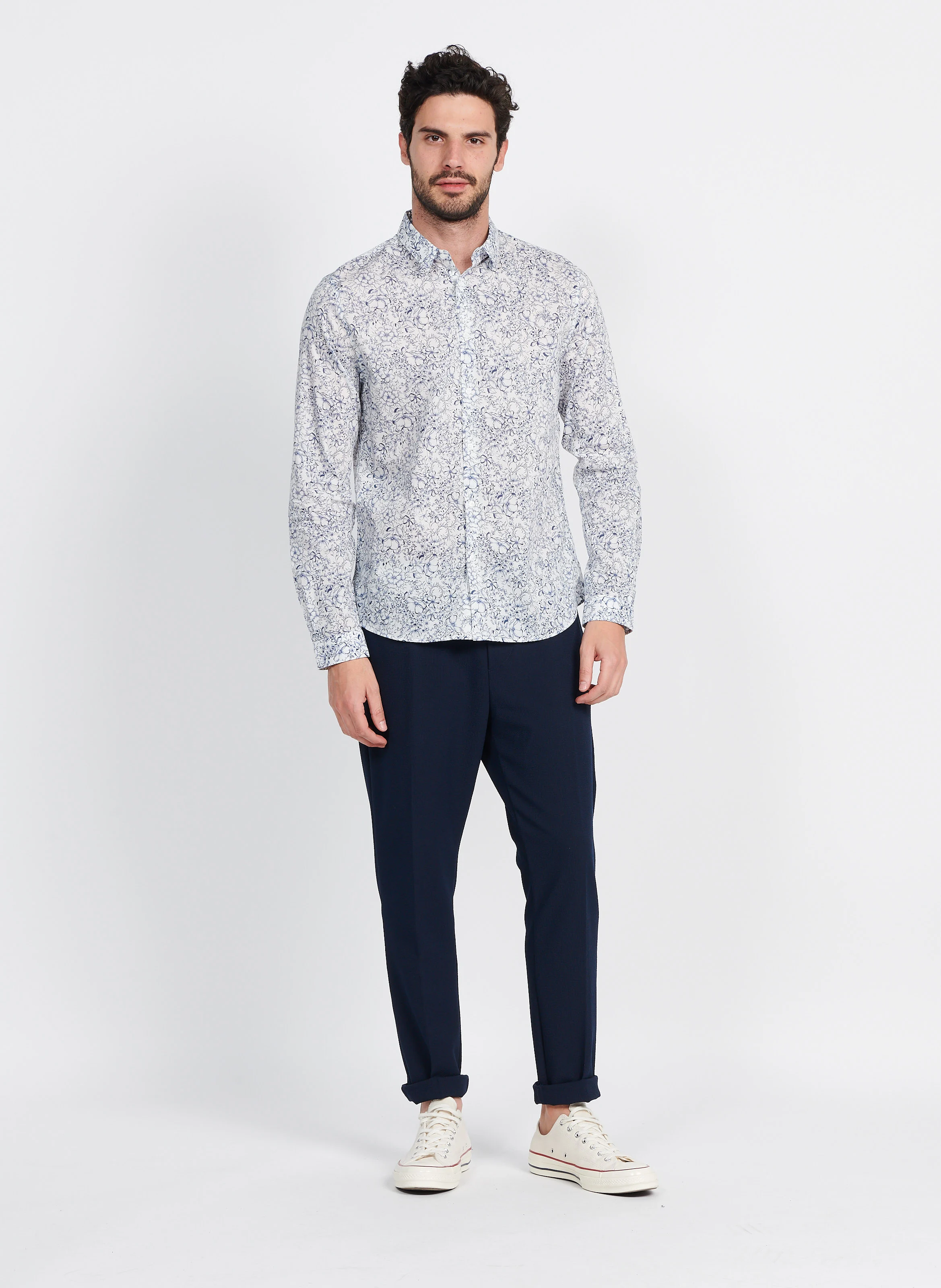 Pantalon carotte élastique | Bleu