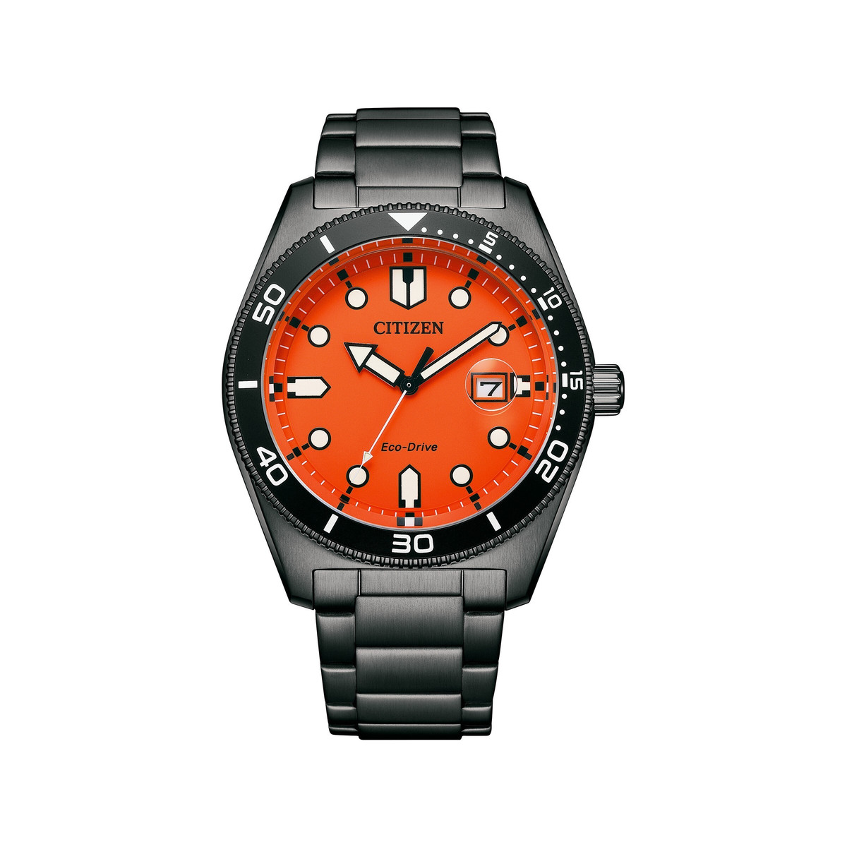 Montre CITIZEN sunset eco-drive homme eco-drive acier gris bracelet acier noir