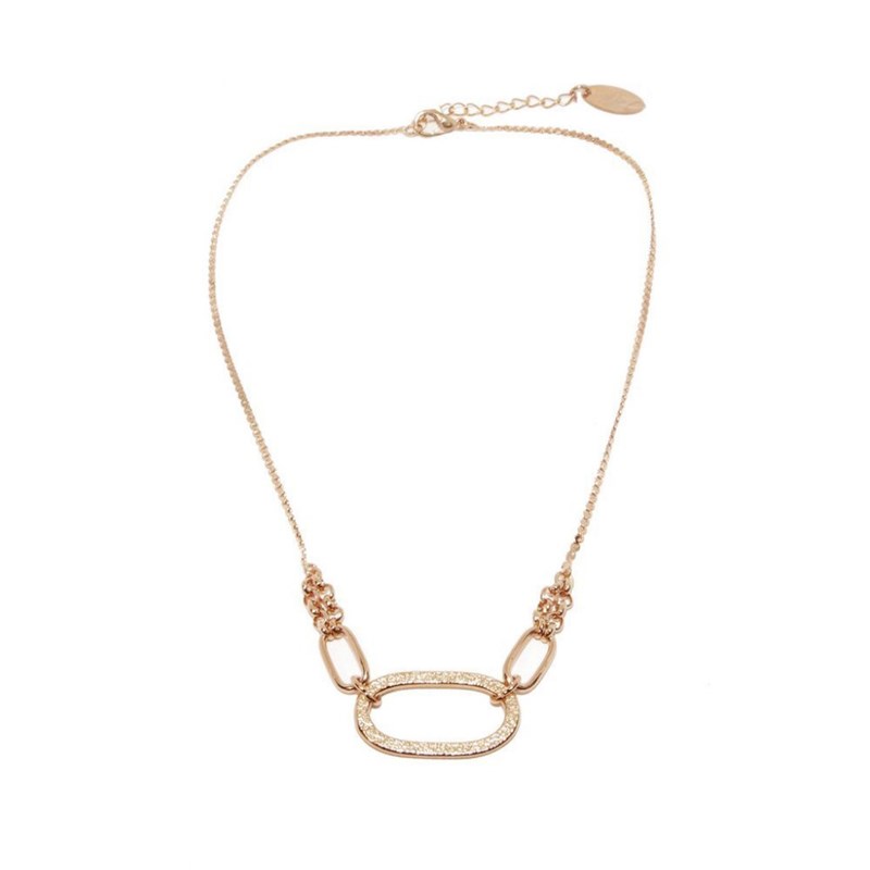 Collier ras du cou en plaqué or rose fait main avec chaîne fine et grosse maille - Bijou de créateur