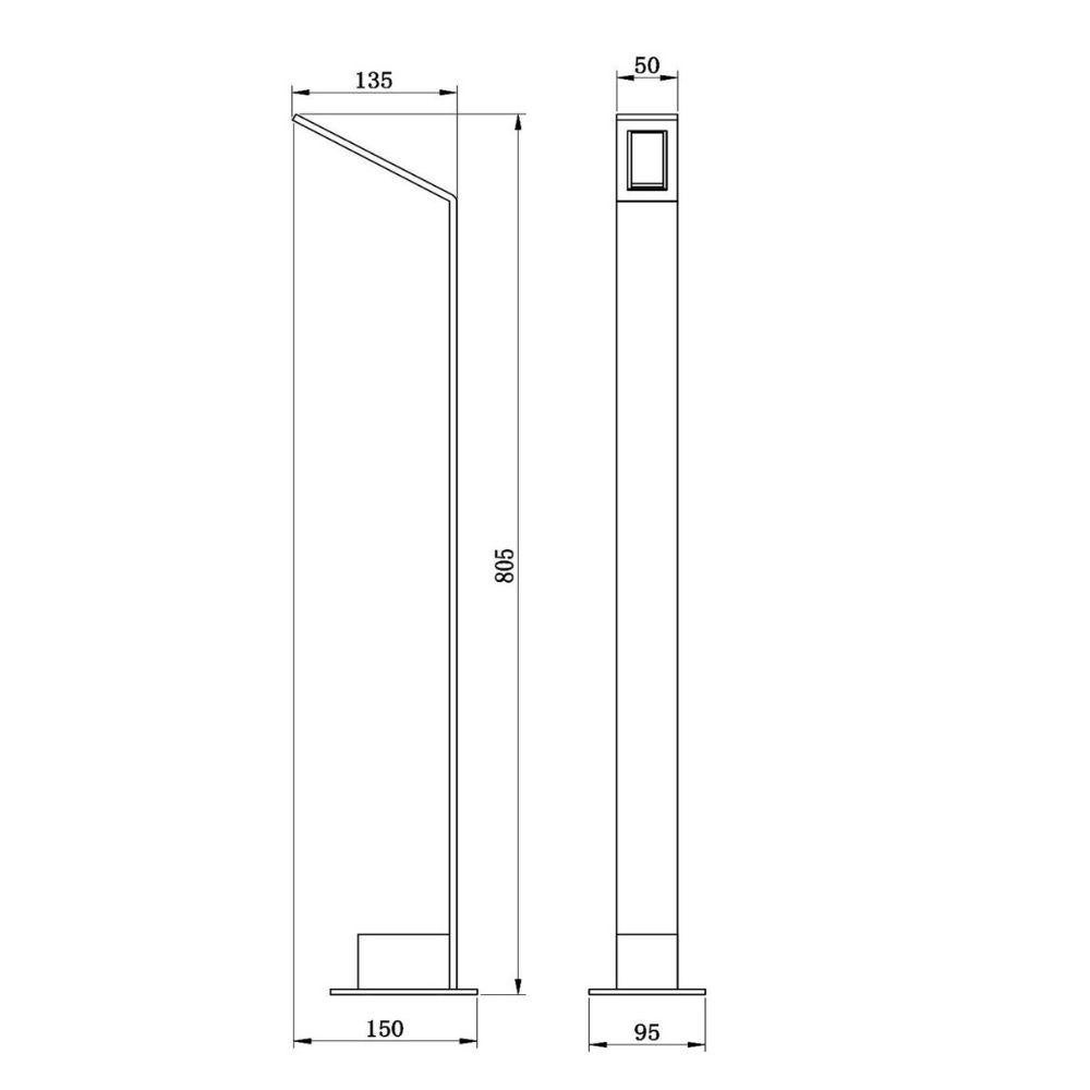 Lawford LED-padverlichting in zwart, 6W, 750lm, IP54, 805mm