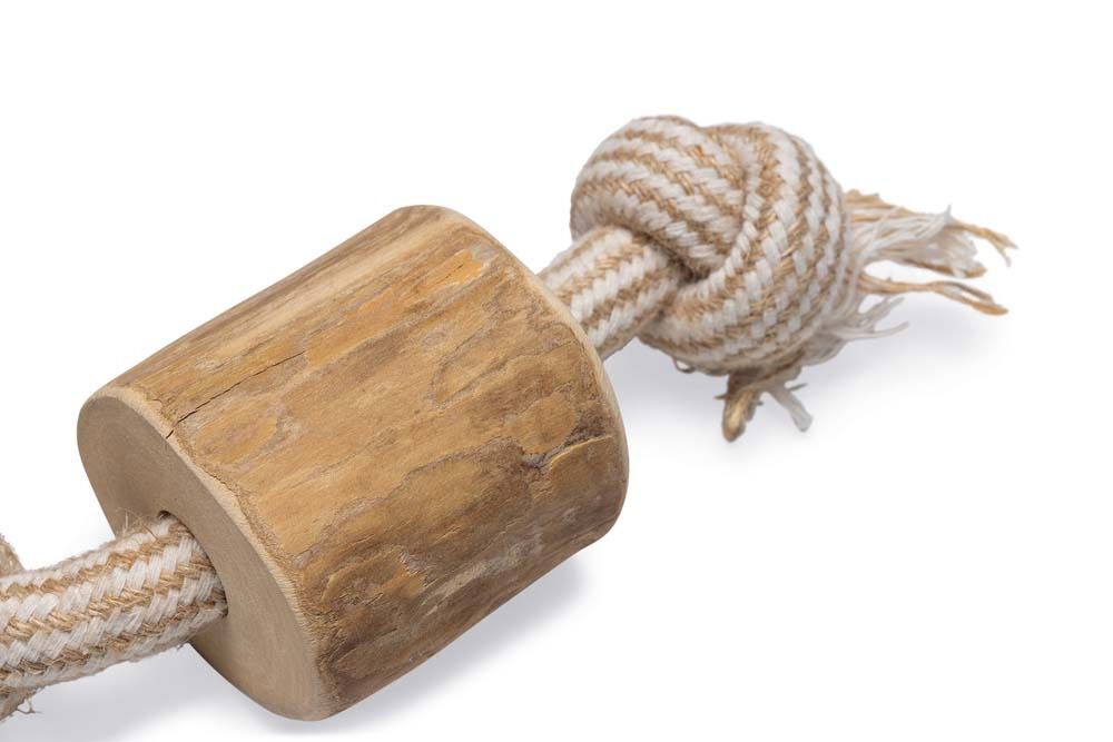 Beeztees Patries - Flostouw - Koffiehout - Hondenspeelgoed - Hout|Wit - 35x5.5x5.5 cm - Medium