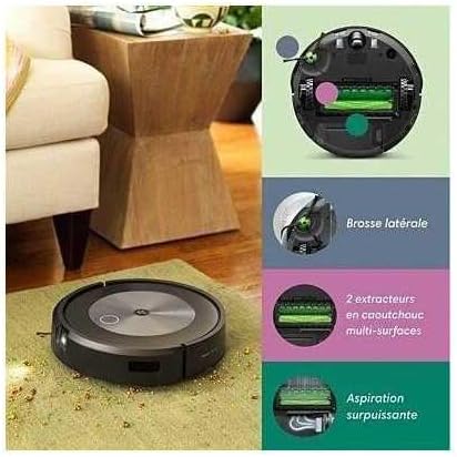 iRobot® Roomba® j7+ WLAN-fähiger Saugroboter mit automatischer Absaugstation, Kartierung und Zwei Gummibürsten für alle Böden -Objekterkennung und -vermeidung - Lernt und kartiert