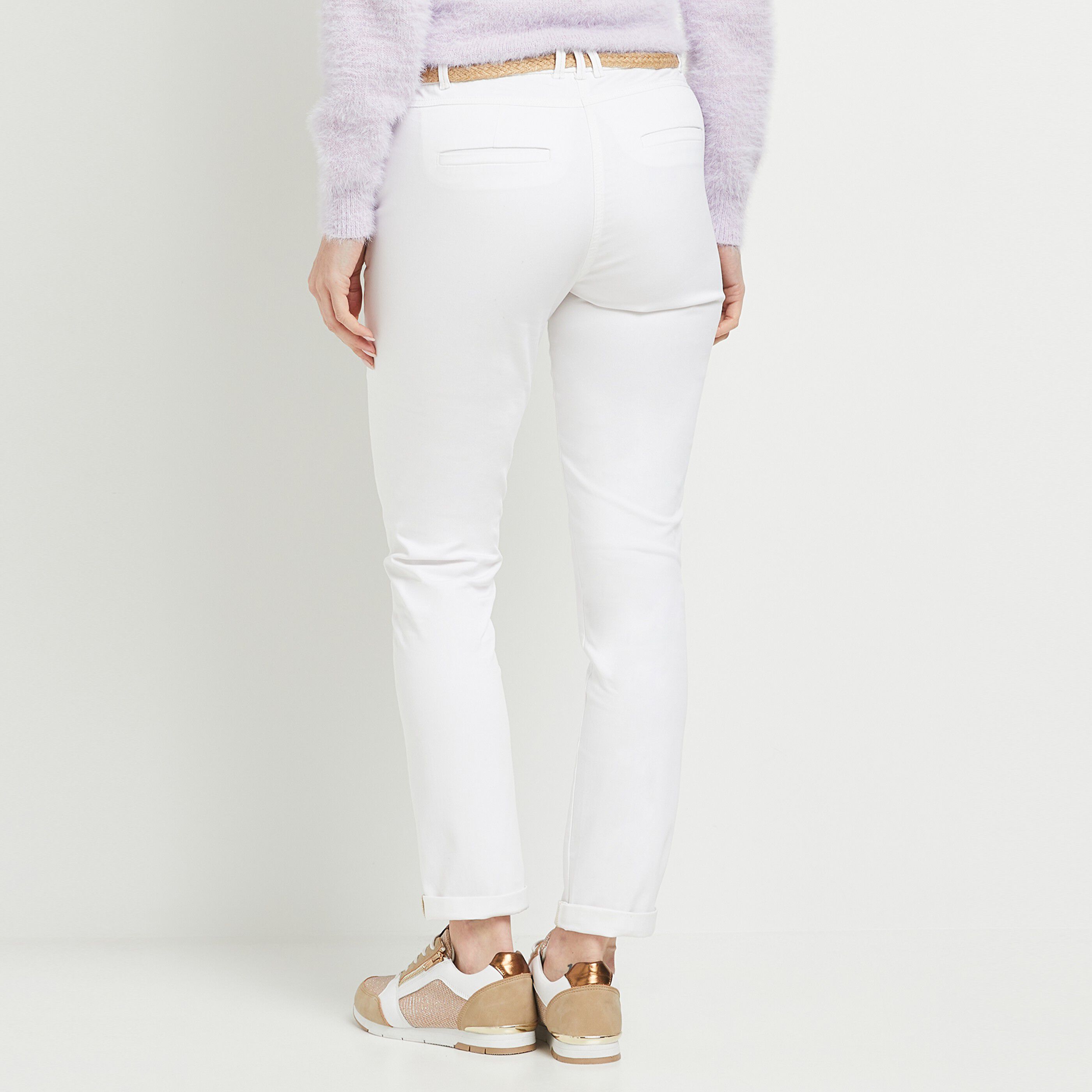 Pantalon chino avec ceinture femme - BLANC