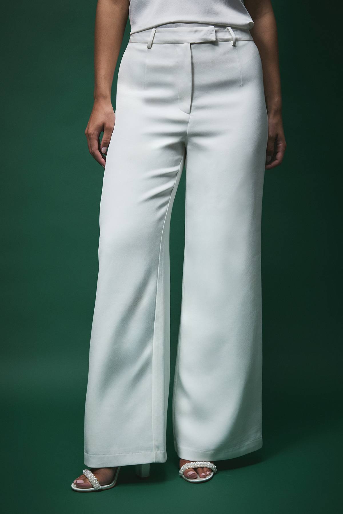 Coast Pantalon de Mariée Lisa Tan Tailleur Jambes Larges