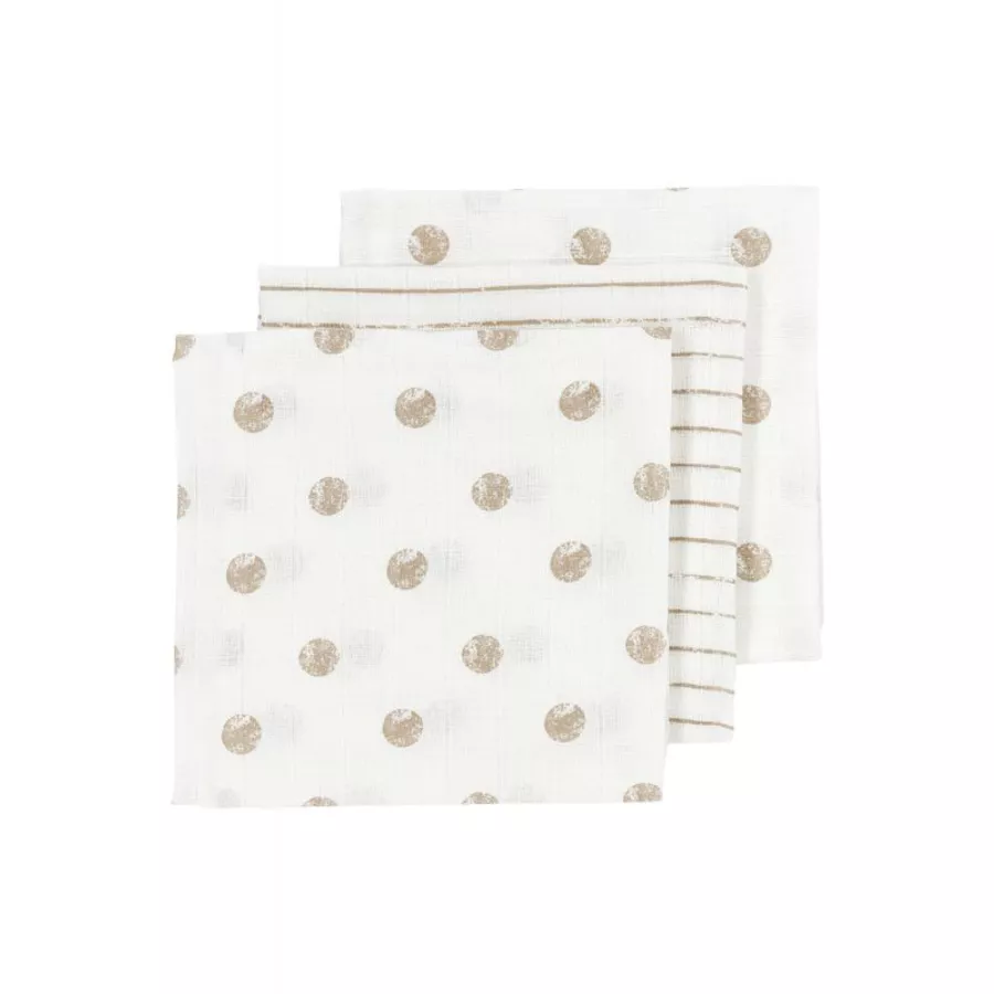 MEYCO Mullwindeln 3er-Pack Dot Stripe Sand