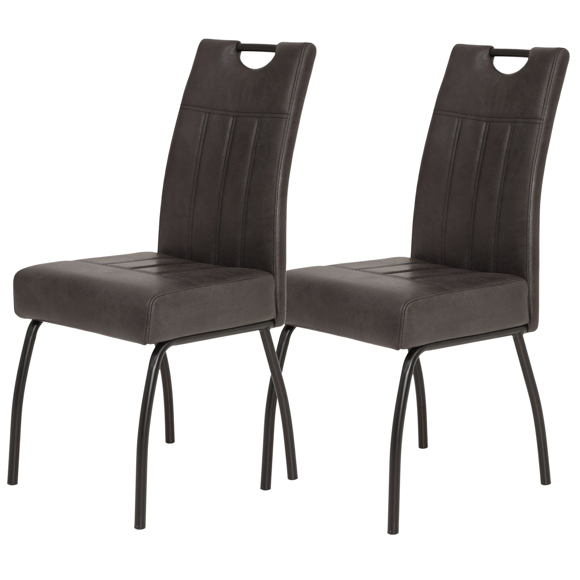 2er-Set Polsterstühle - Vintage anthrazit - schwarz - Microfaser