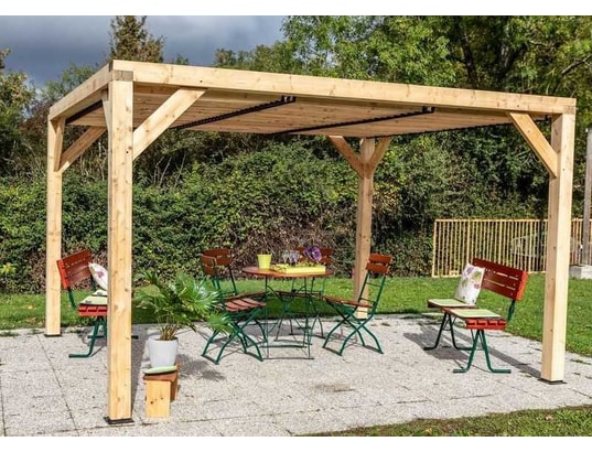 HABRITA - Auvent veneto bois avec ventelles toit - s.h.t. : 12,20 m2 ...
