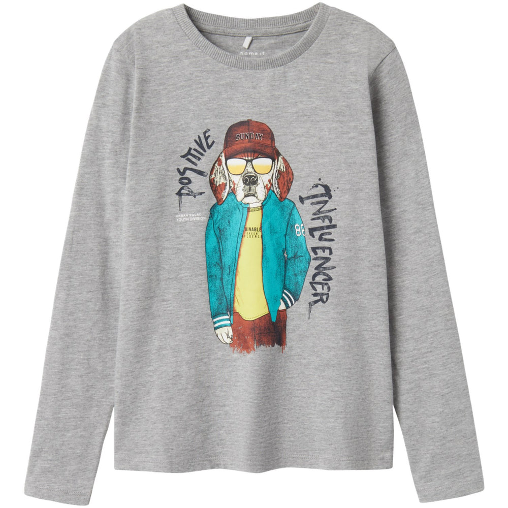 Køb Name It Grey Melange Semons Regular Bluse