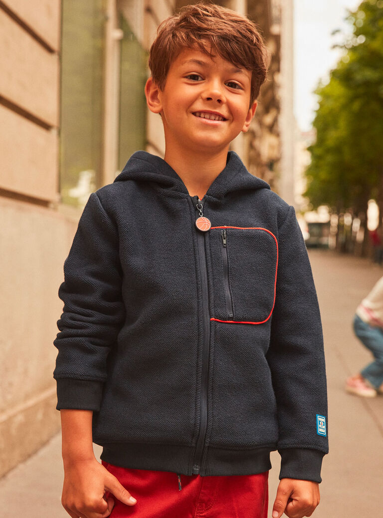 Gilet bleu foncé à capuche