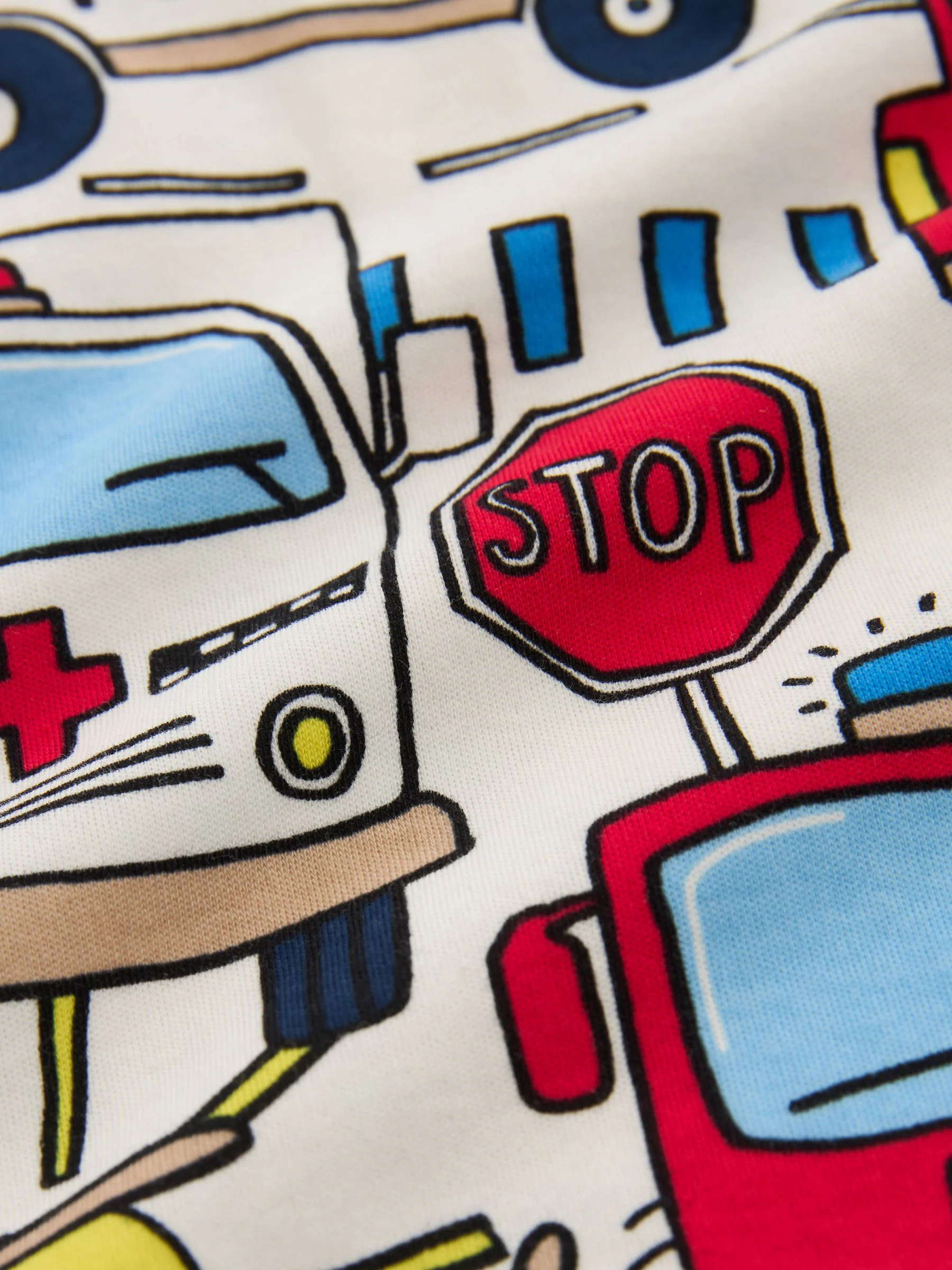 Rood/blauw met hulpvoertuigenprint - Mini Knusse Pyjama's 3 Set (9mnd-10jr)