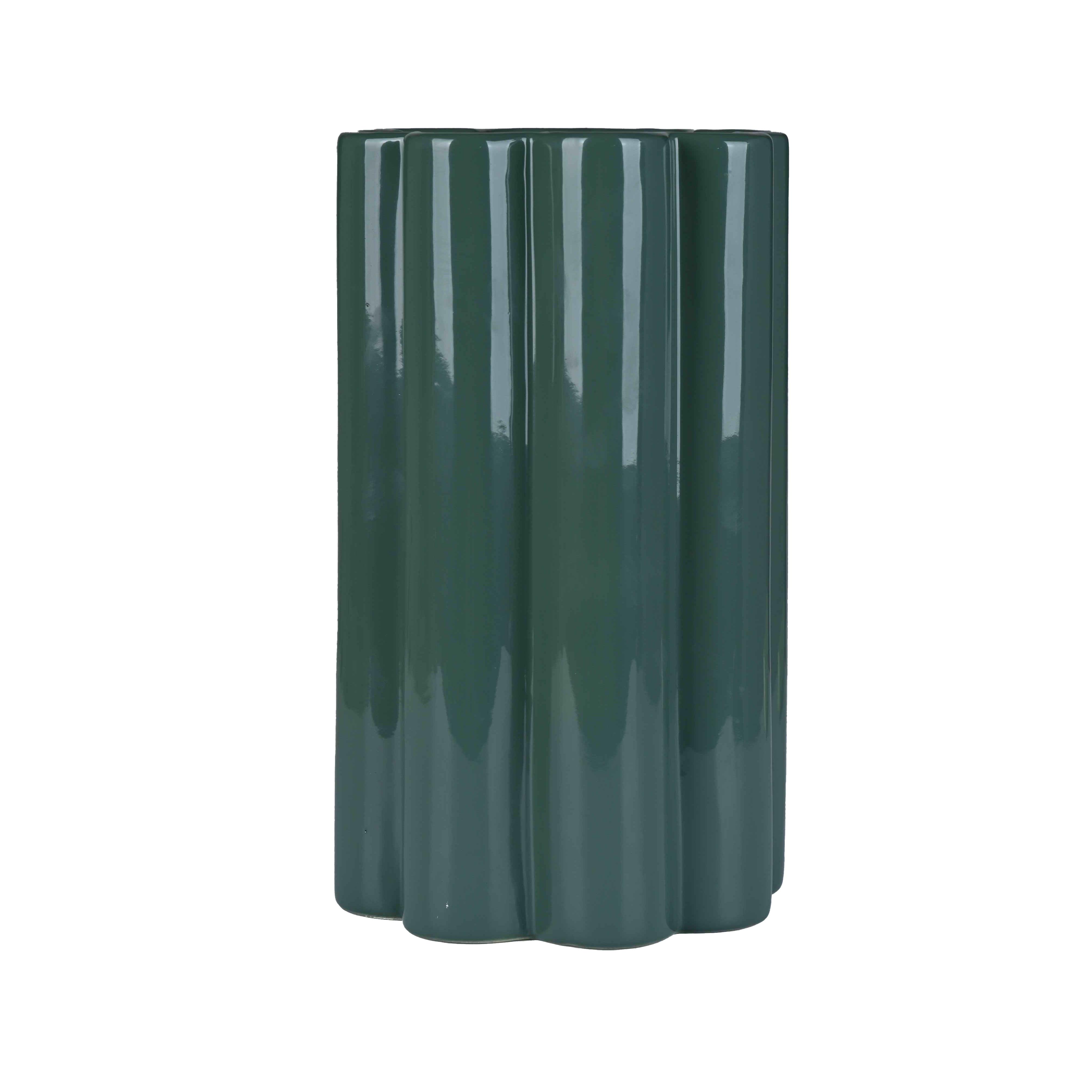VASE SHANI VERT CERAMIQUE H.25CM