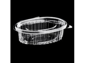 Plastbæger Catersource 150 ml 112x145x26 mm Oval Hængslet låg RPET Klar,8 ps x 100 stk/krt