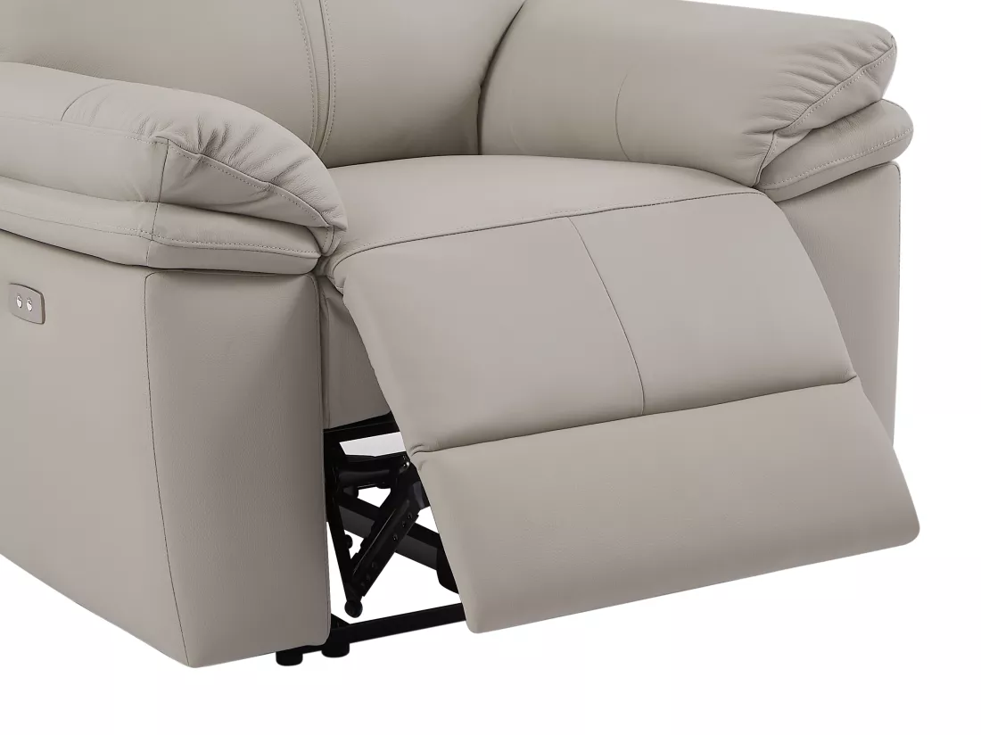 Fauteuil relax électrique en cuir gris clair MESOLA