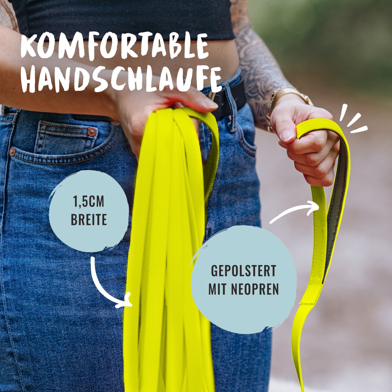 Rudelkönig Schleppleine mit Handschlaufe gelb 5 m
